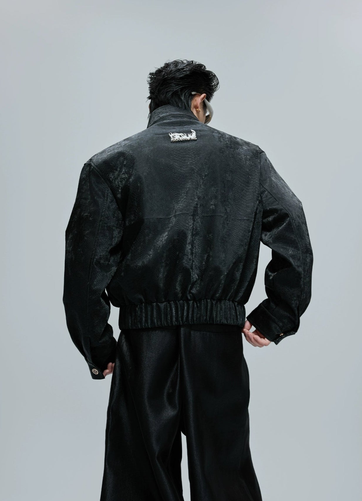 Python Textured Leather Fashion Jacket