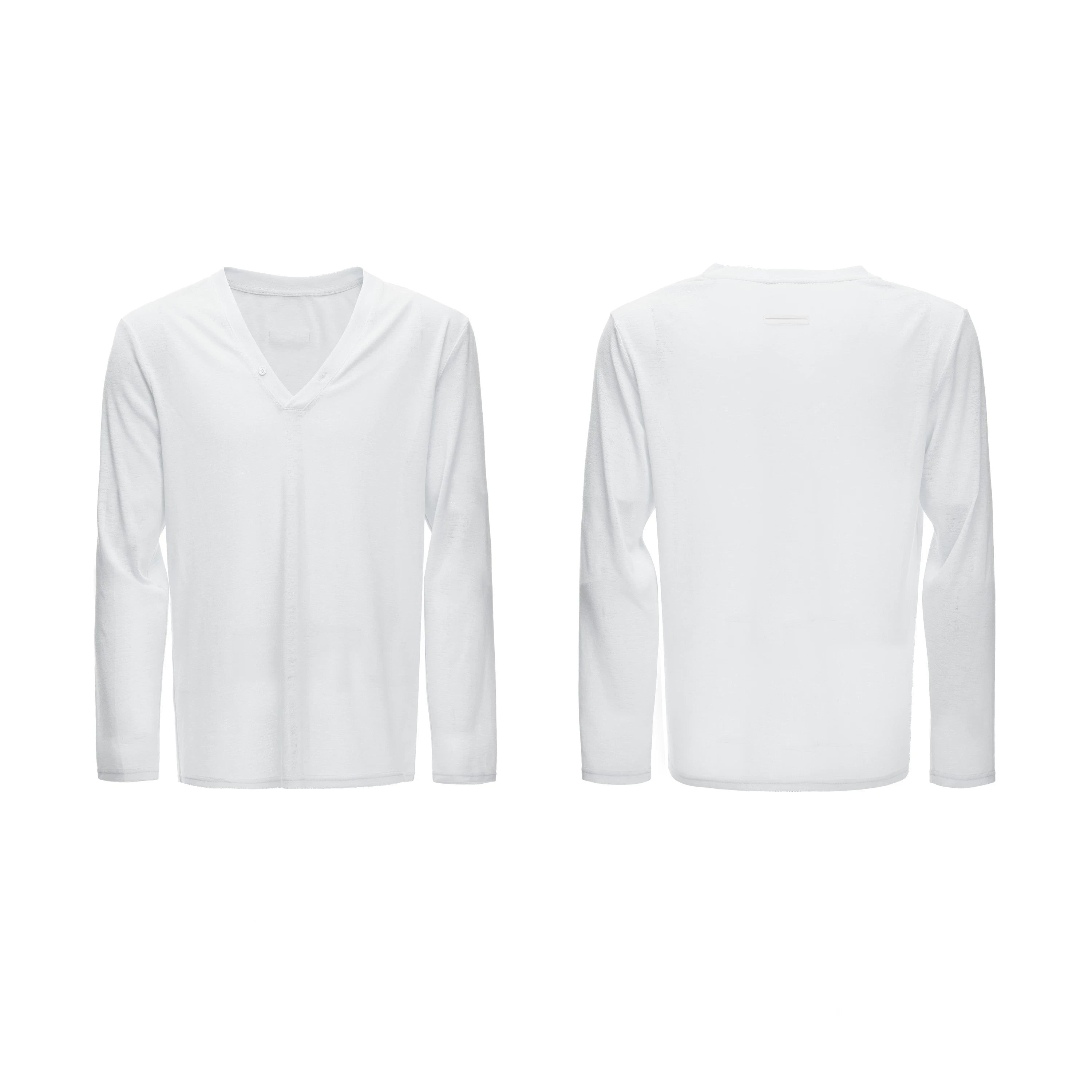 Deep V-Neck Relaxed Long Sleeve Tee