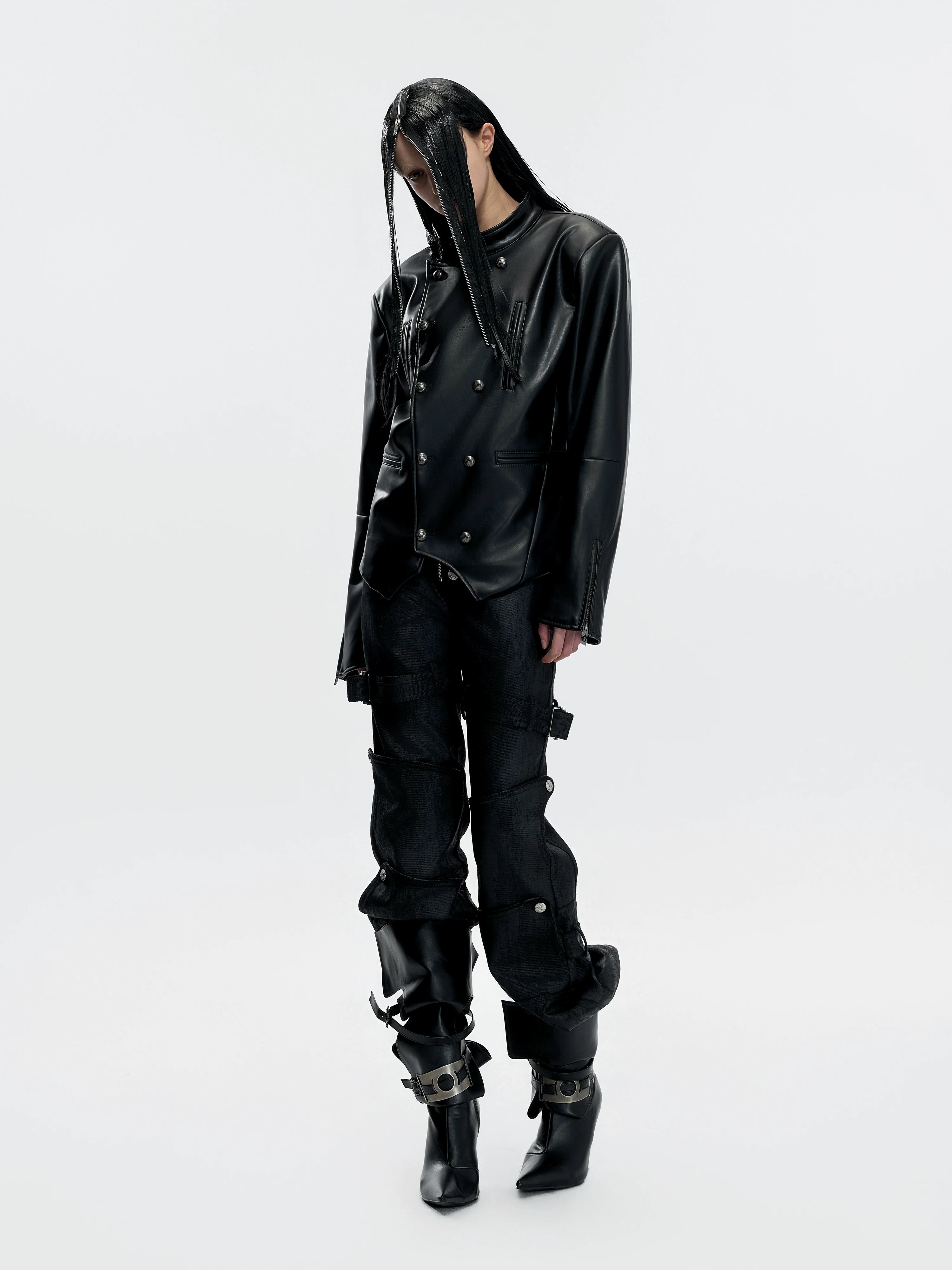 【26s Mar.】Waxed Buttoned Straight Denim Pants