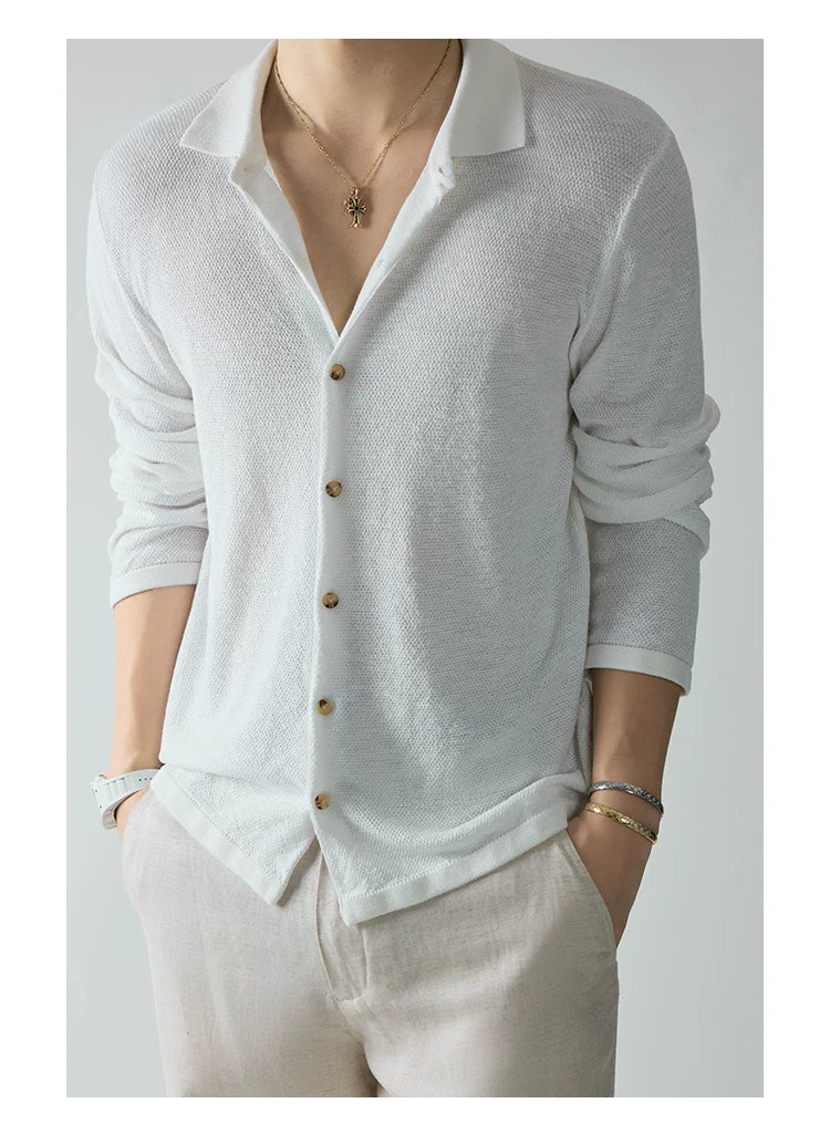 King's Gift Linen Blend Knit Cardigan