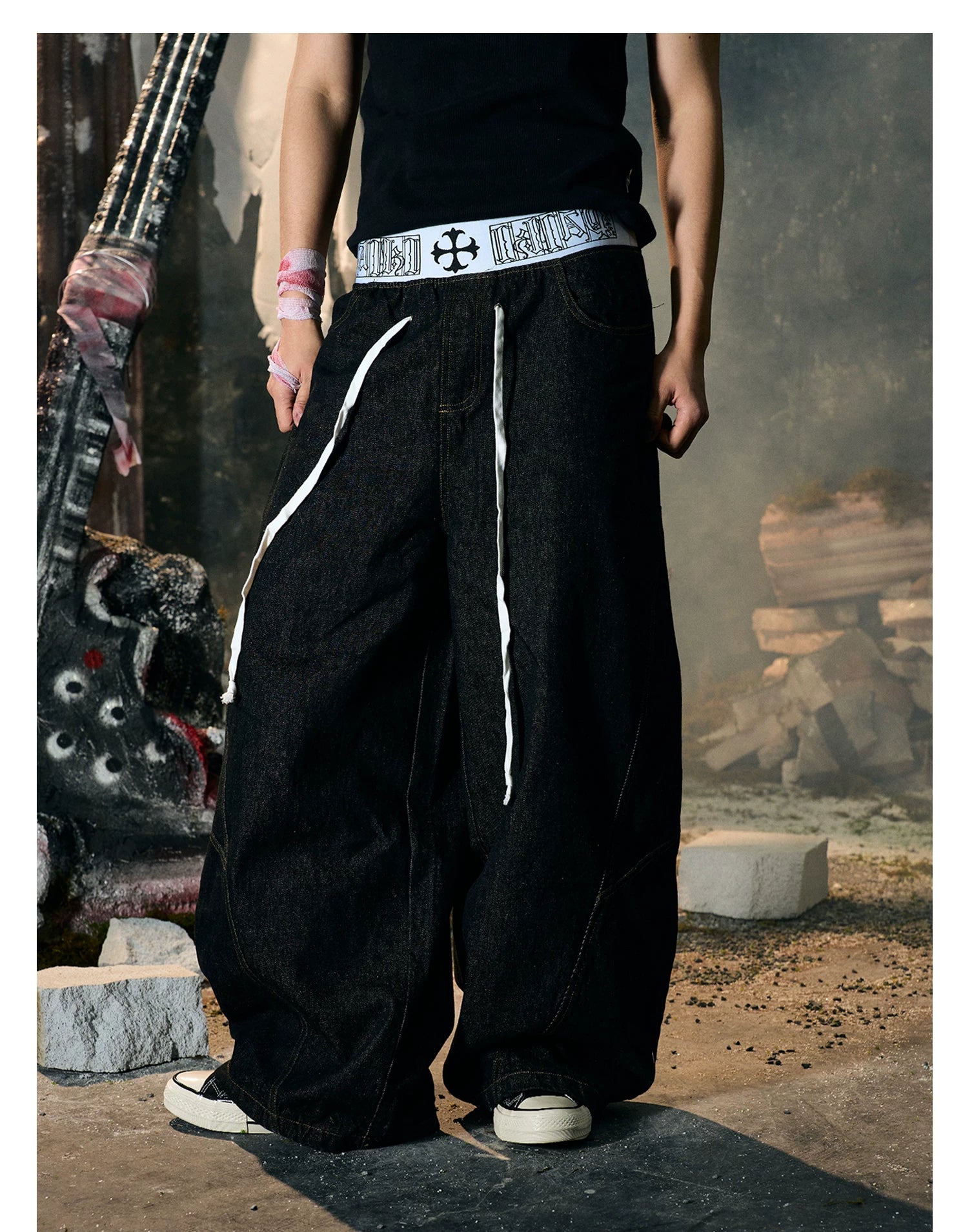 【26s Jan.】Boxing Velvet Curved Wide-Leg Denim Pants