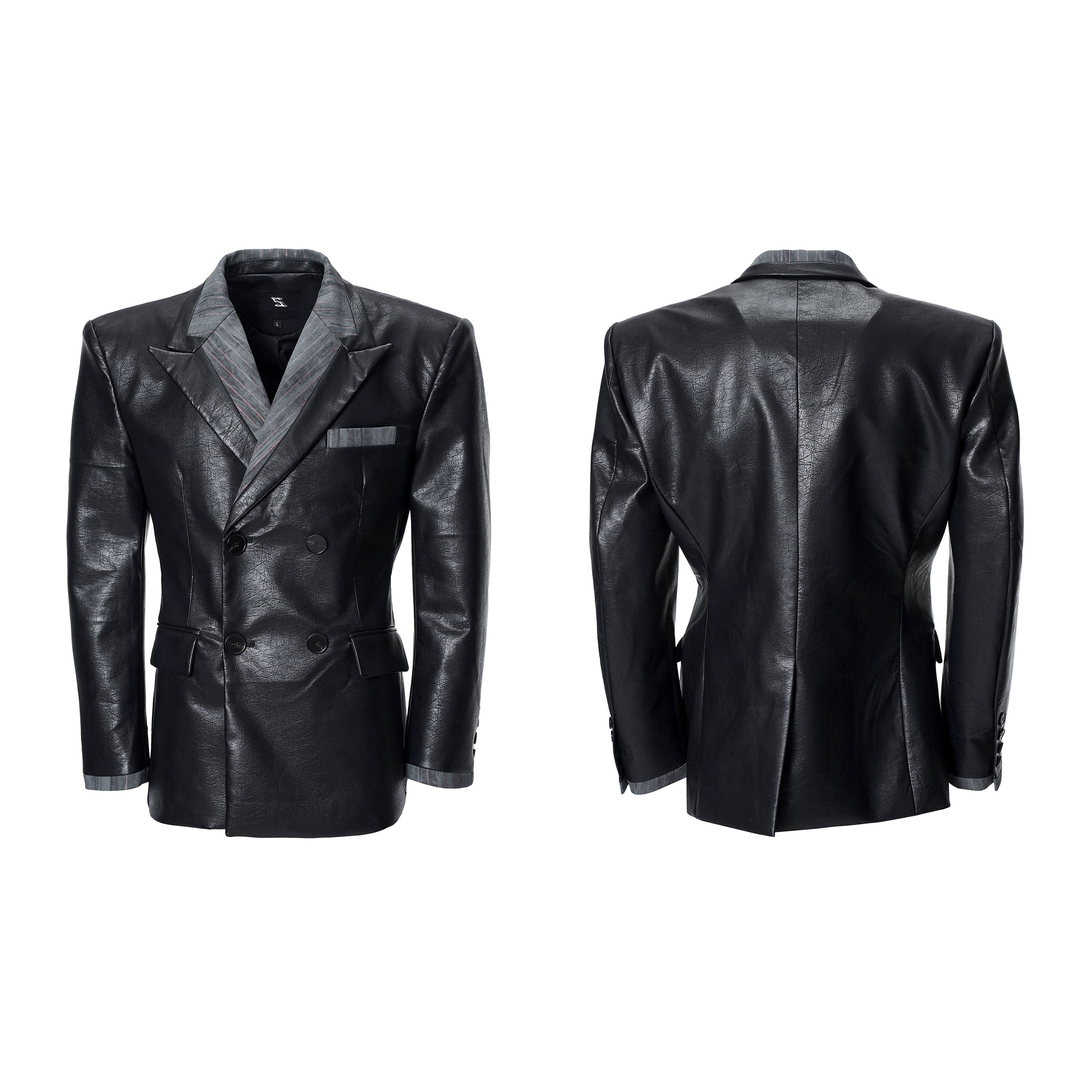 【25s Nov.】Textured PU Leather Suit Jacket