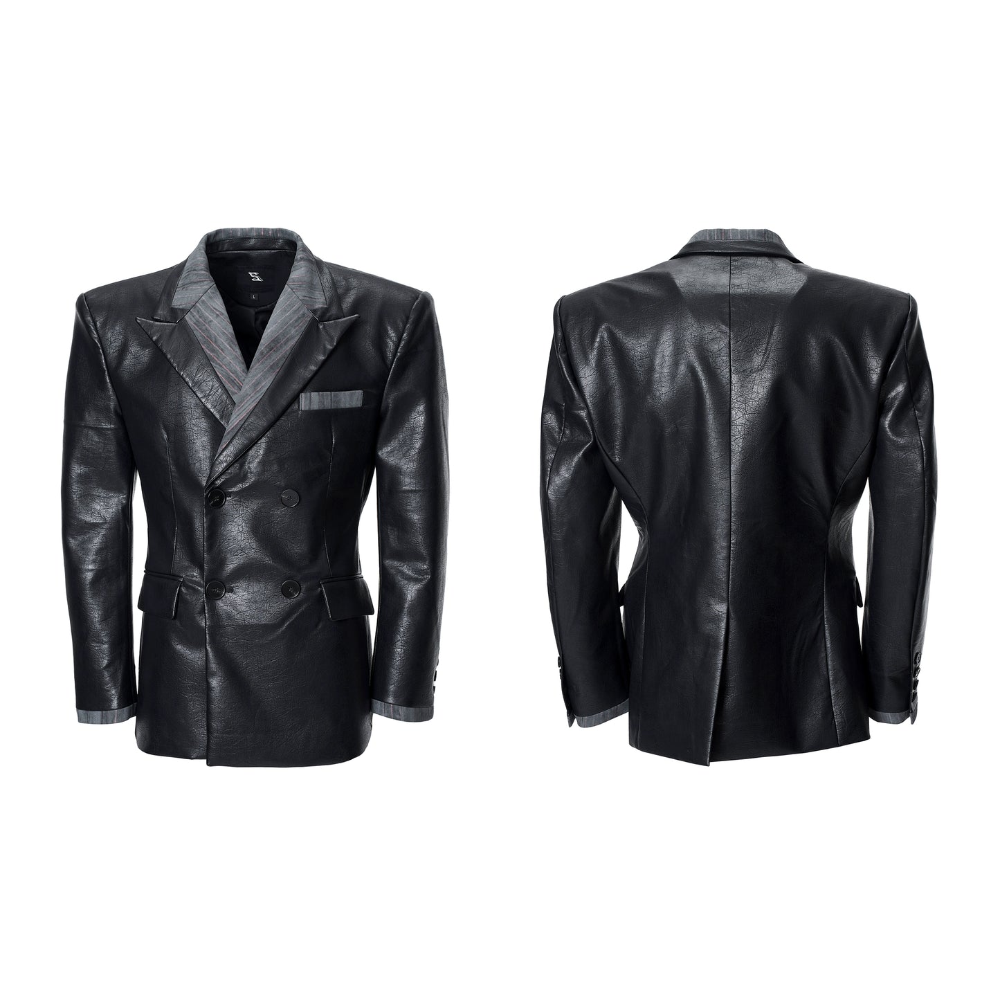 【25s Nov.】Textured PU Leather Suit Jacket
