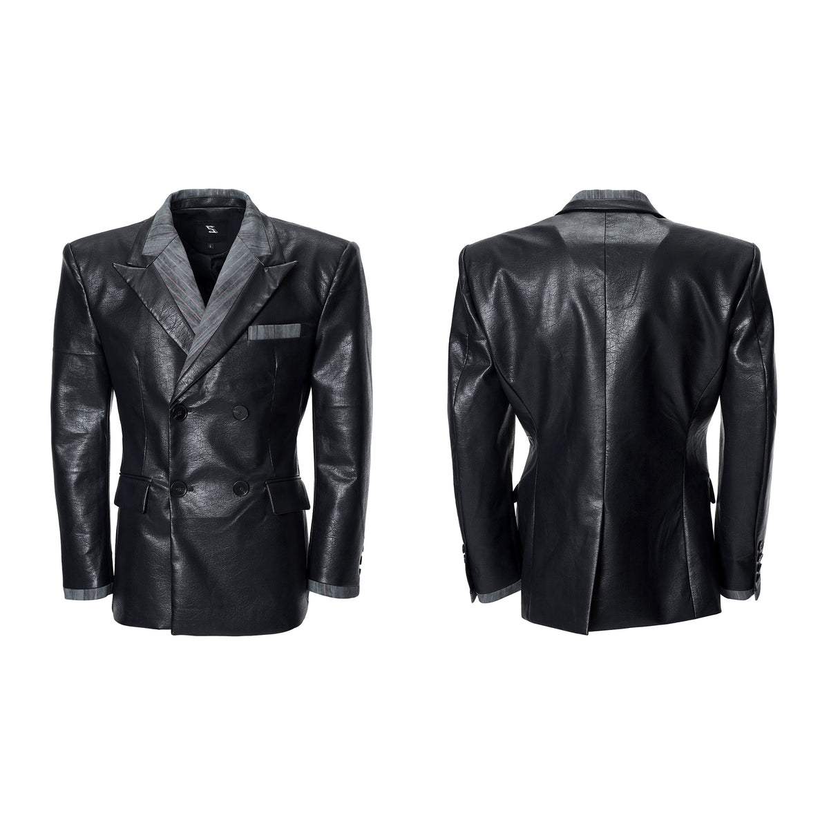 【25s Nov.】Textured PU Leather Suit Jacket