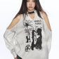 【25s Nov.】Spider Graffiti Off-Shoulder Long-Sleeve Sweatshirt
