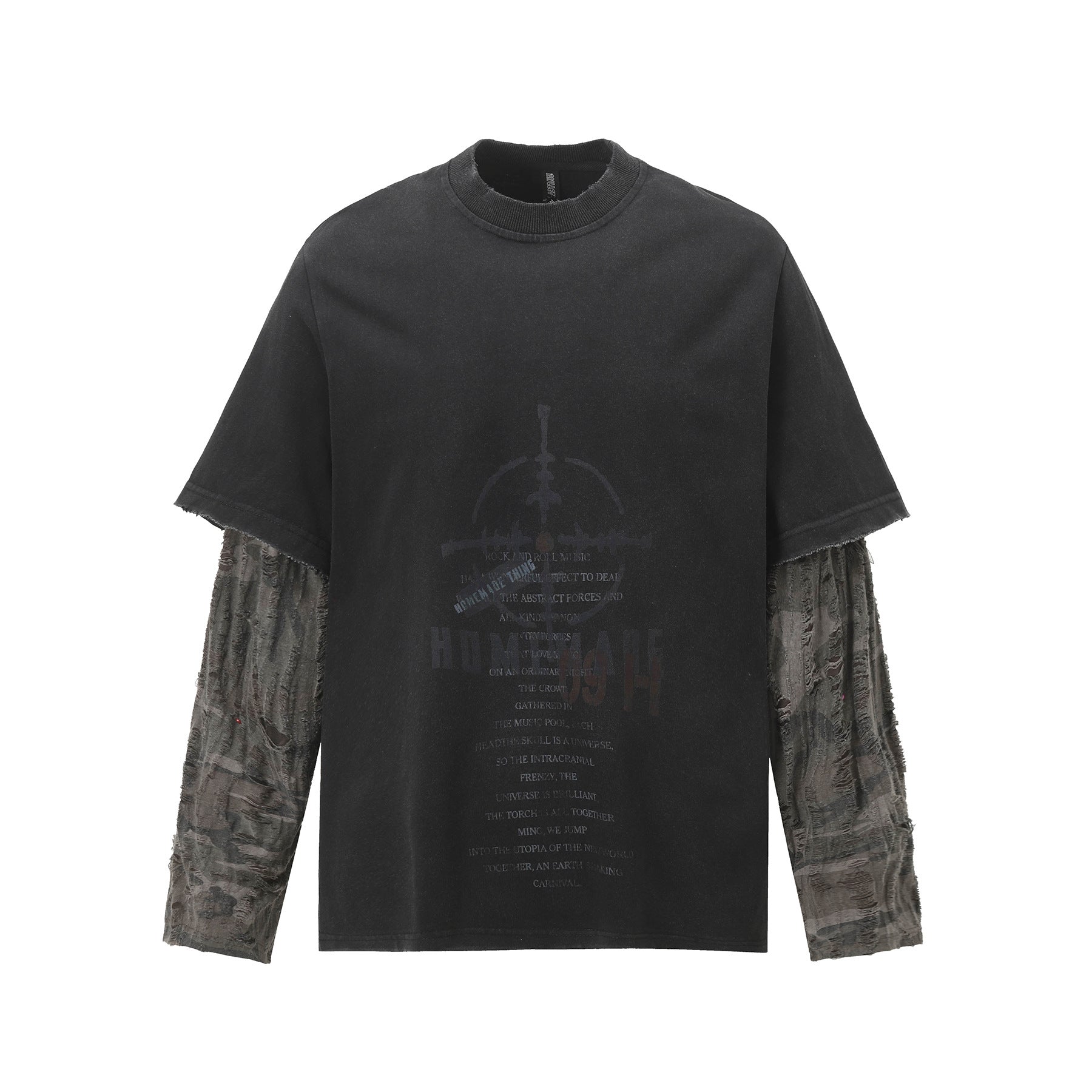 Layered Distressed Washed Long Sleeve Tee