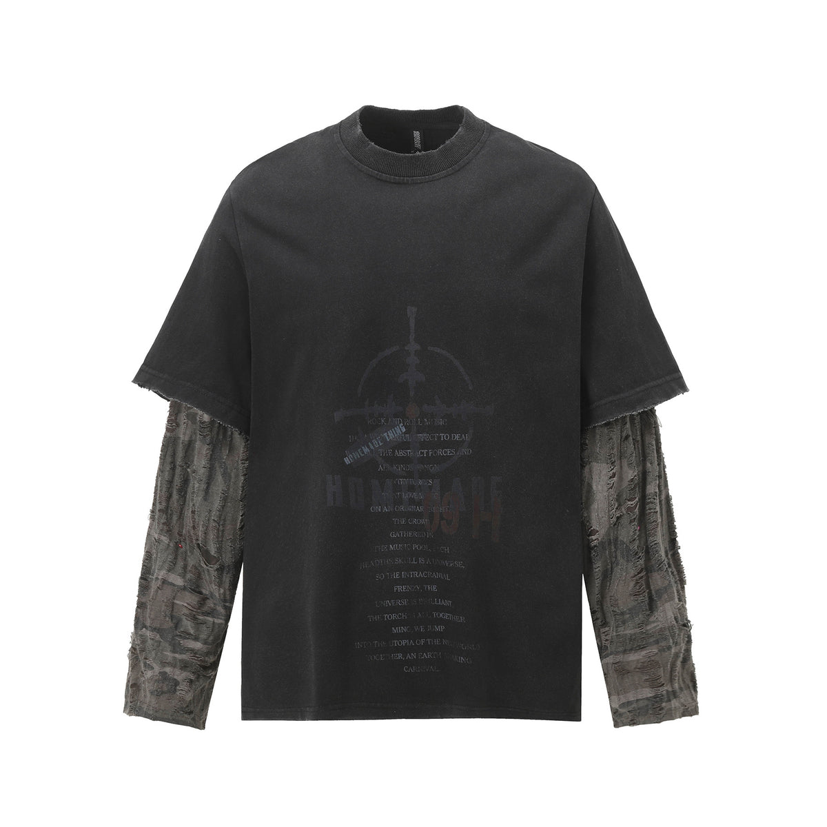 Layered Distressed Washed Long Sleeve Tee