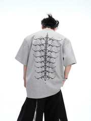 【25s Apr.】Heavy Rivet Spine Embroidered T-shirt