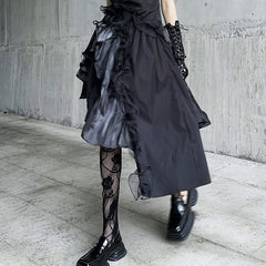 Rose Hollow Mesh Black Stockings