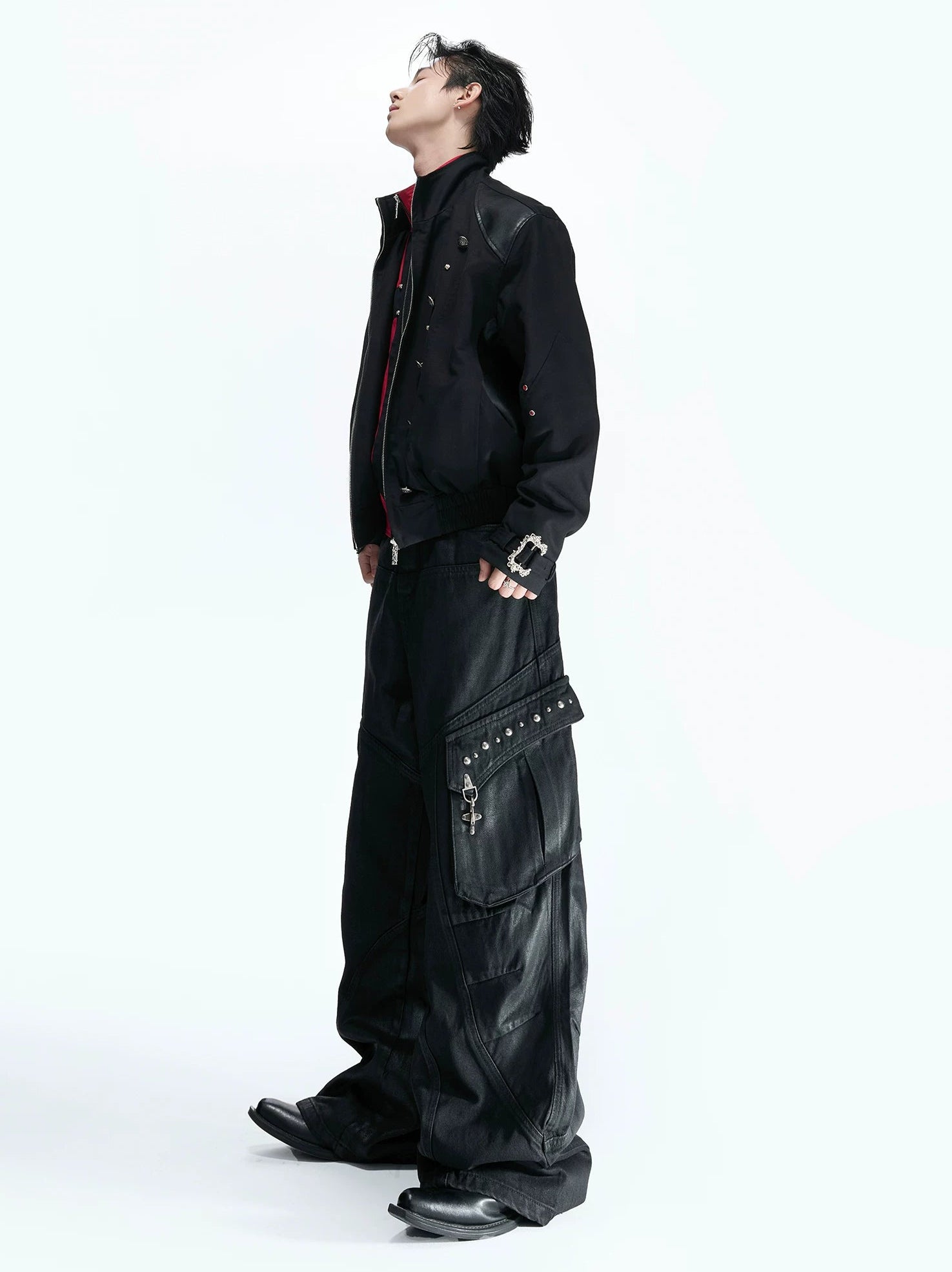 Black Red Cross Patchwork Jacket
