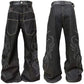 【25s Aug.】Snake Embroidered Wide-Leg Raw Denim Jeans