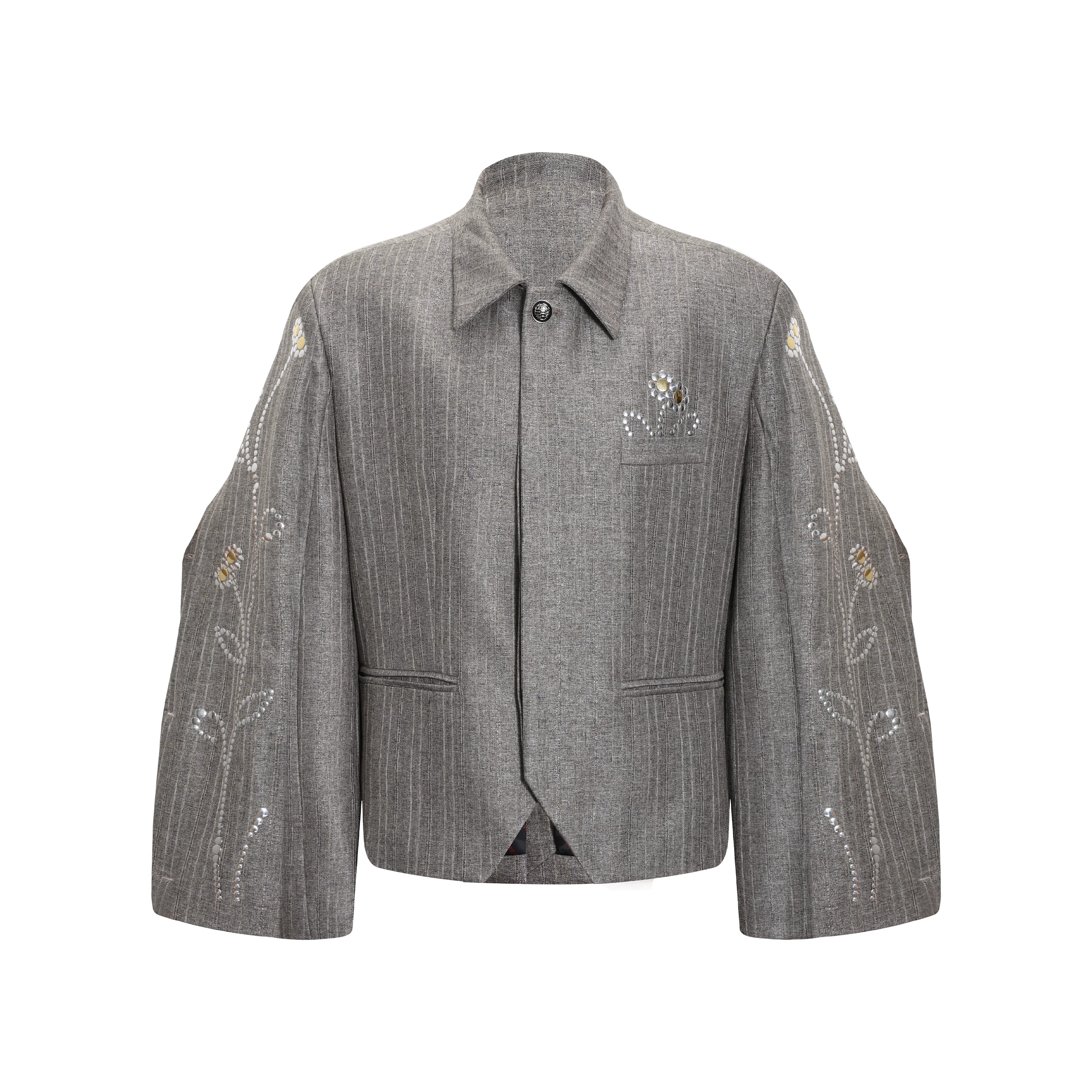 【26s Apr.】Crystal Embellished Striped Jacket / Pants