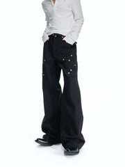 Rose Embroidered White Flared Jeans