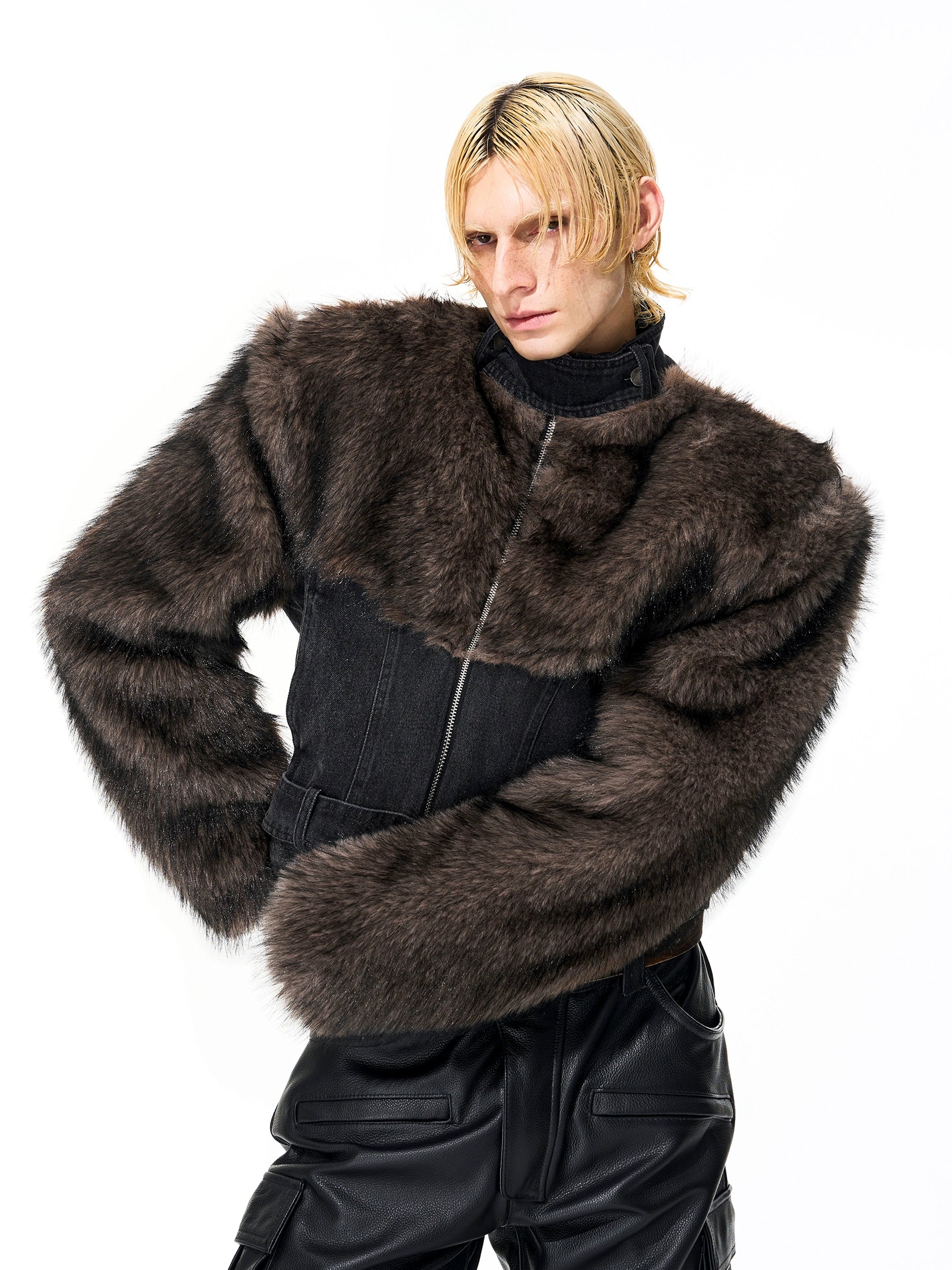 【25s Nov.】Super Warm Faux Fur Paneled Denim Jacket