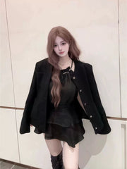 【25s Jul.】White Tweed Collarless Shoulder-Pad Jacket