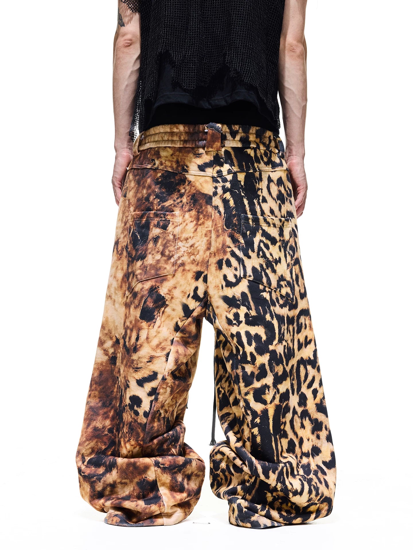 【26s May】Distorted Leopard 3D Print Wide-Leg Sweatpants