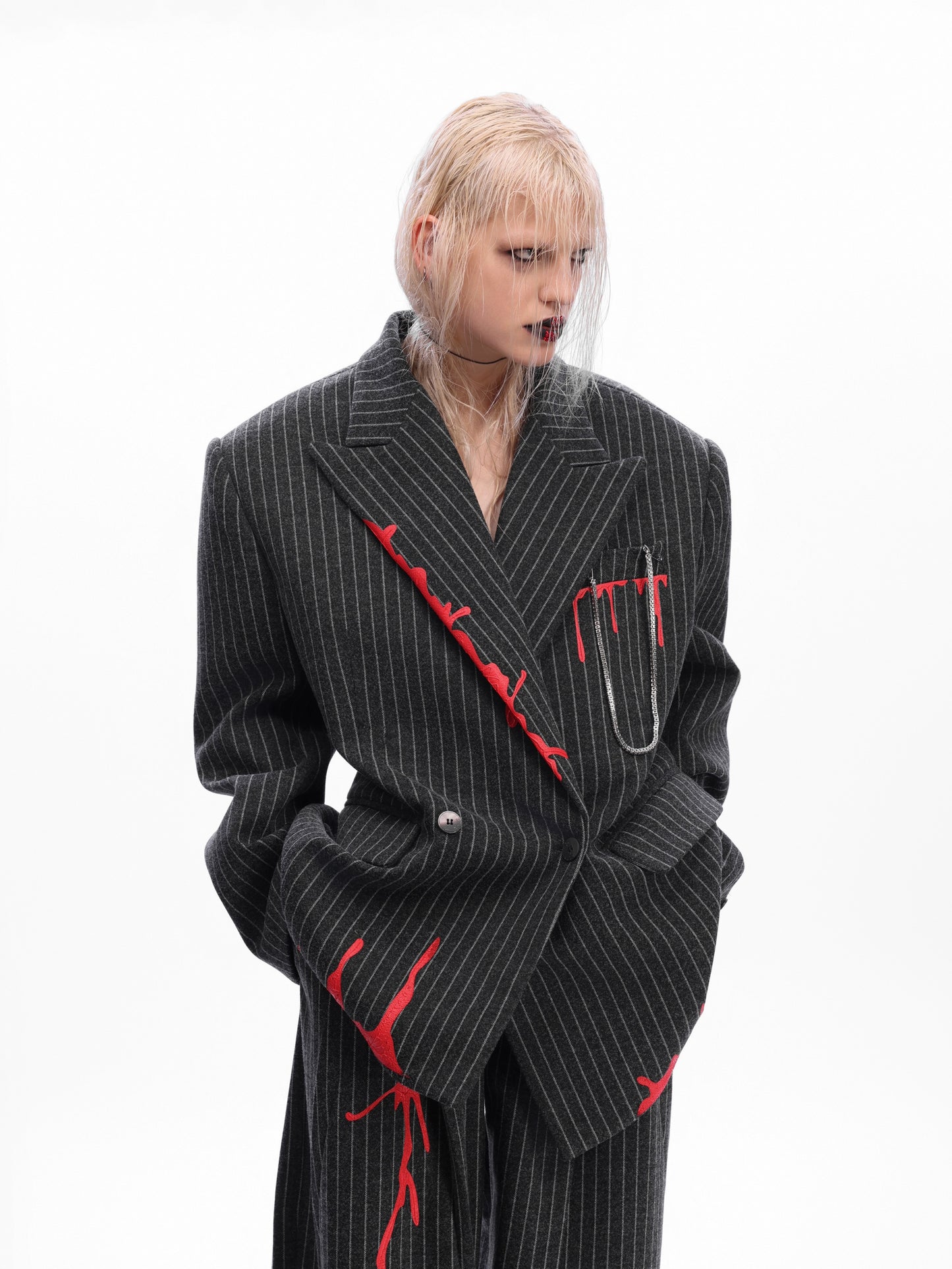 【25s Nov.】Retro Striped Paint Print Suit Jacket / Trousers