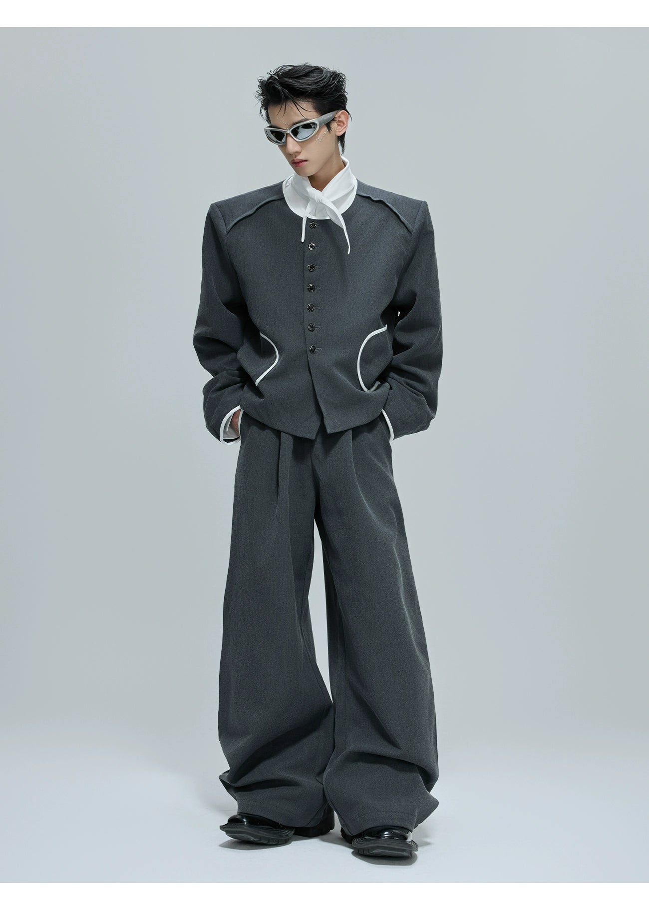 【25s Oct.】Contrast Color Elegant Chanel Style Jacket/Scimitar Pants