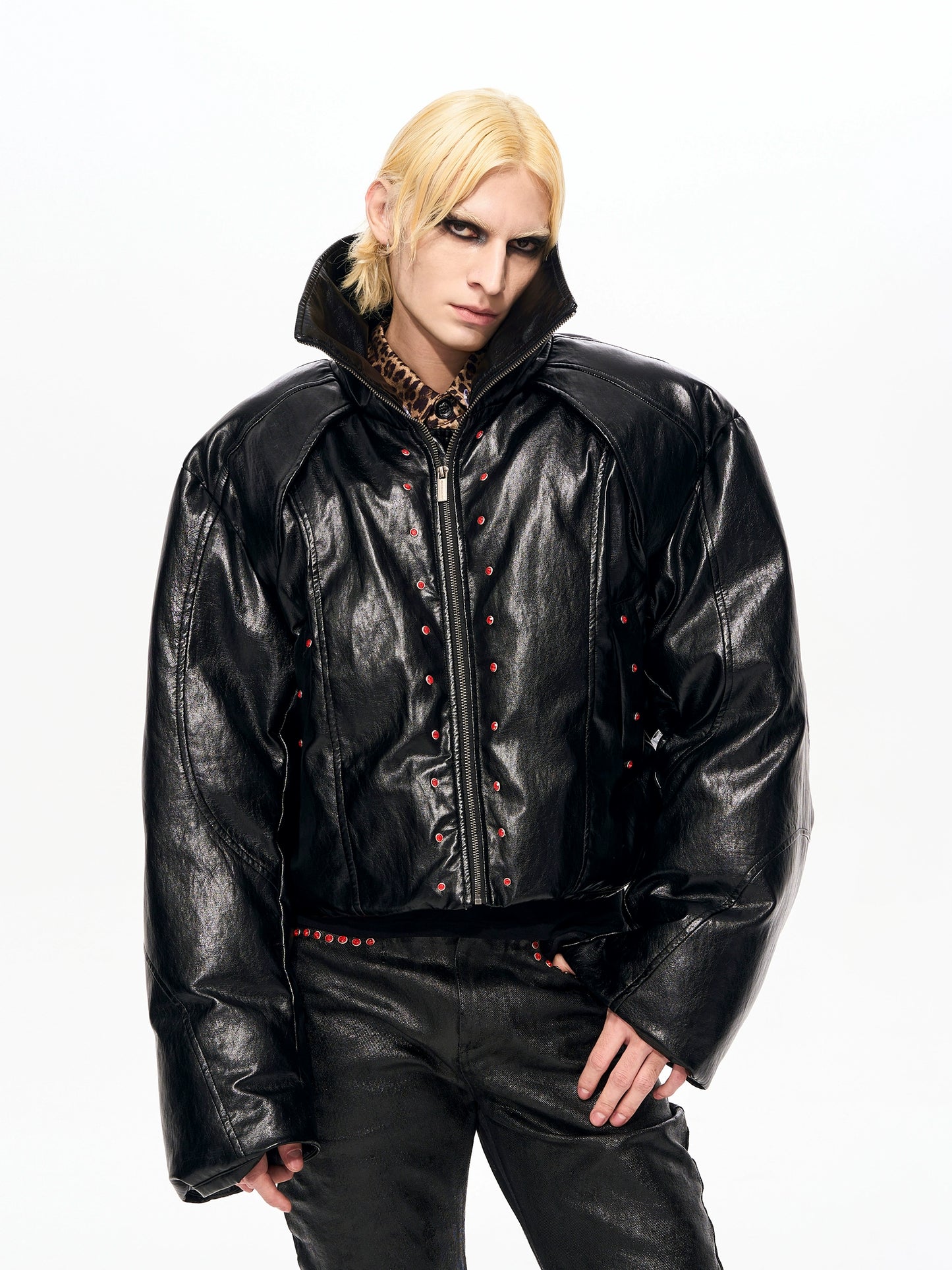 【25s Nov.】Detachable Fur Collar Short PU Leather Cotton Coat