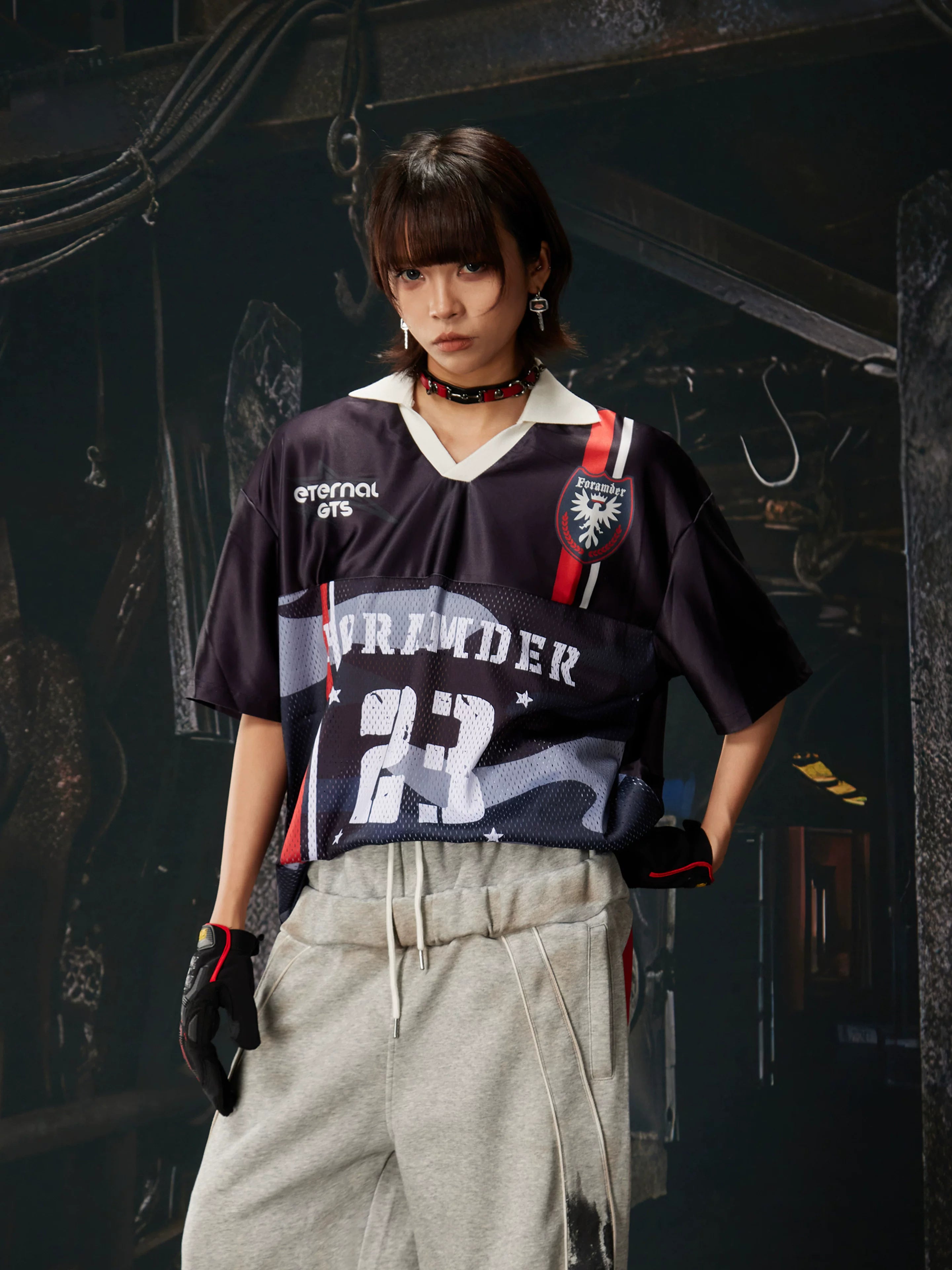 Number Print Contrast Jersey Tee
