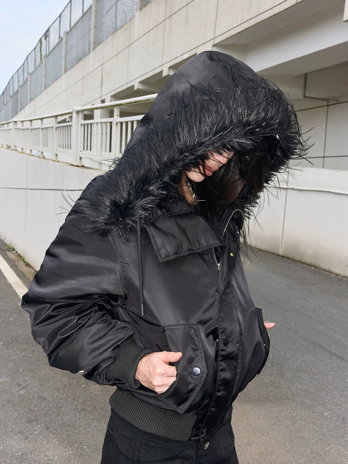 Shibuya MA-1 Fur Collar Bomber Jacket