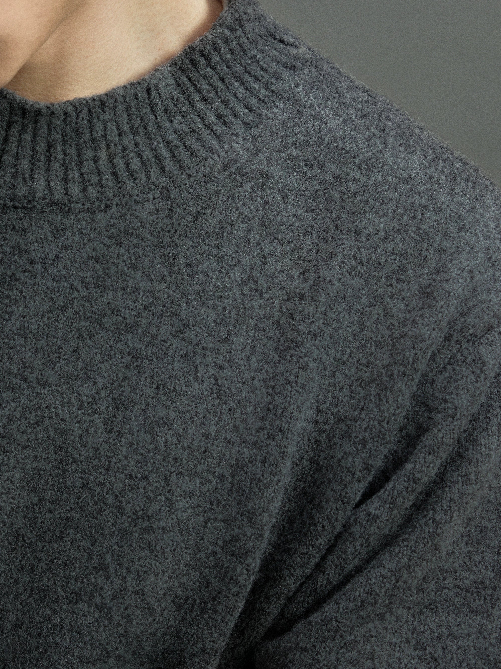 Wool Blend Ribbed Knit Sweater