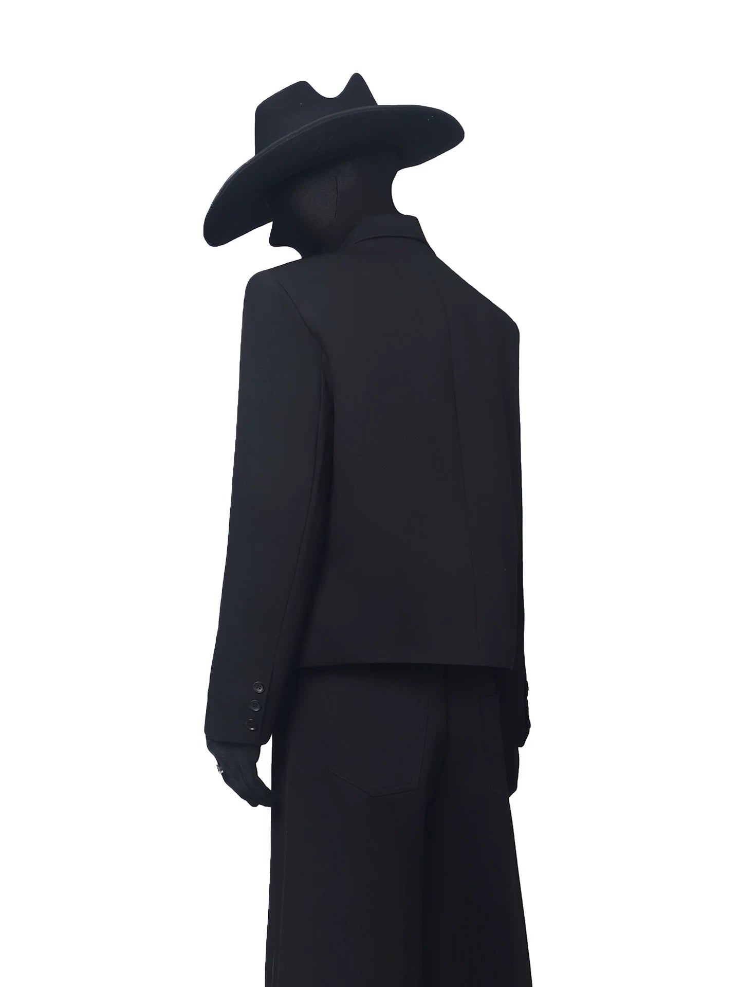 【26s May.】Cropped Metal Brooch Shoulder Blazer + Pants
