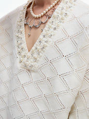 【25s Sep.】Diamond-embellished Diamond-patterned V-neck Sweater