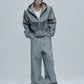 【25s Oct.】Hooded Cropped Mohair Patchwork Hooide/Pants