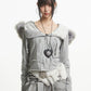 【25s Oct.】Vintage Grey Fur Collar Hooded Sweatshirt
