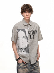 Dark Graphic Plaid Short Sleeve Shirt