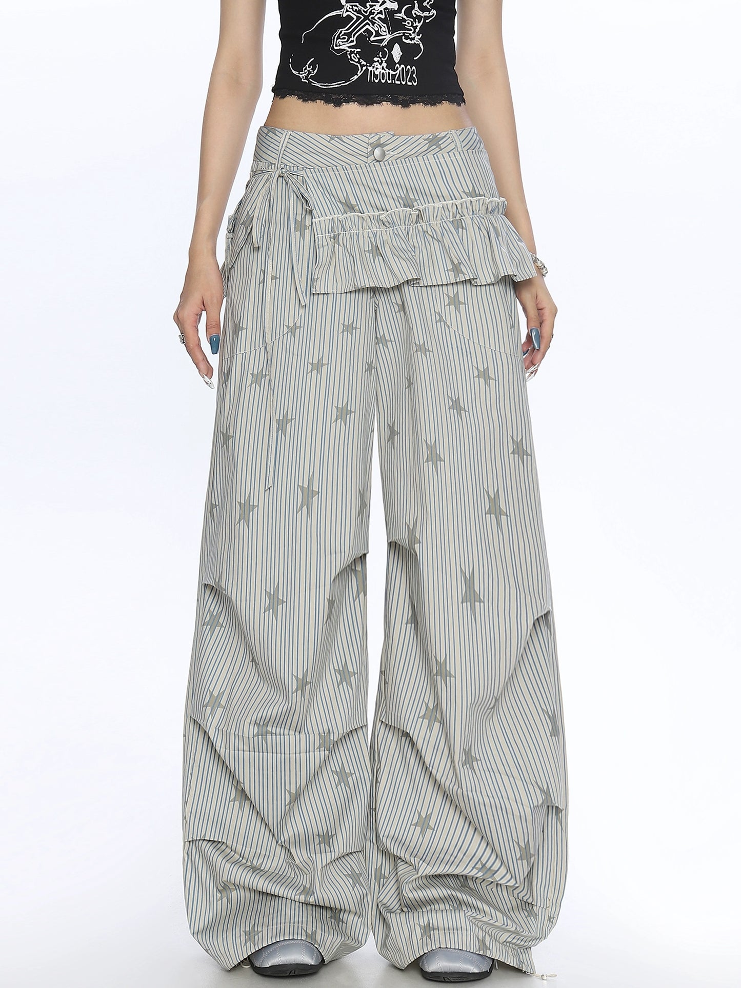 【25s Nov.】Striped Star Print Cargo Pants