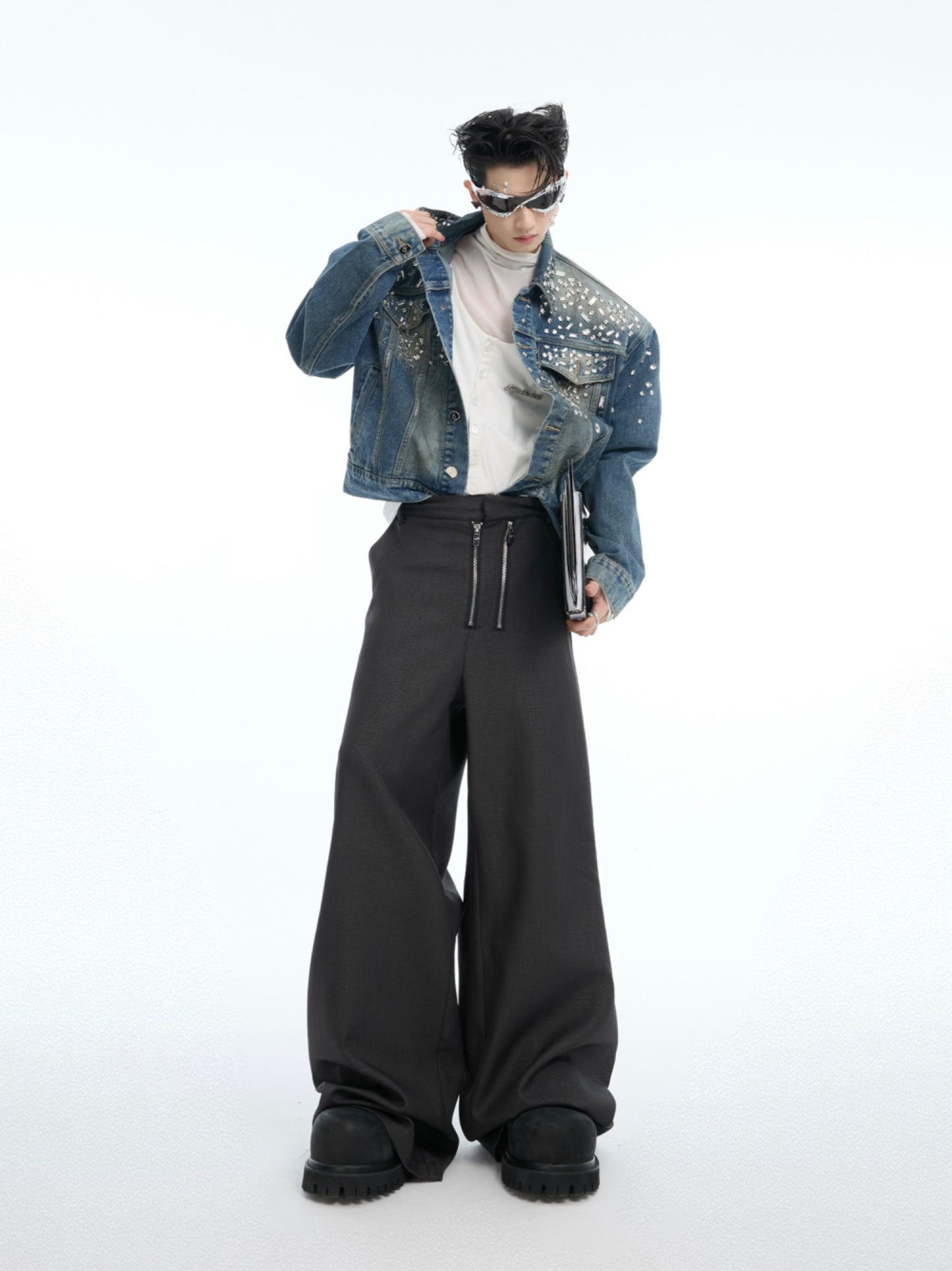 【25s Mar.】Niche Metal Double Zipper Straight Trousers