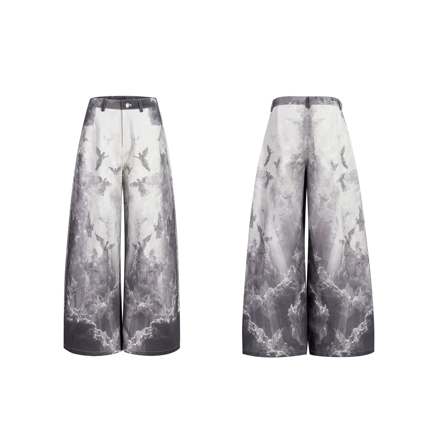 3D Printed Street Low-Rise Wide-Leg Jeans