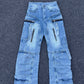 【25s Aug.】Deconstructed Heavy-Washed Patchwork Denim Jeans