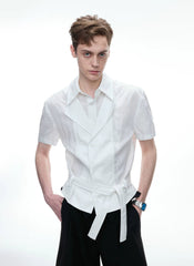 Layered Embroidered Linen Shirt