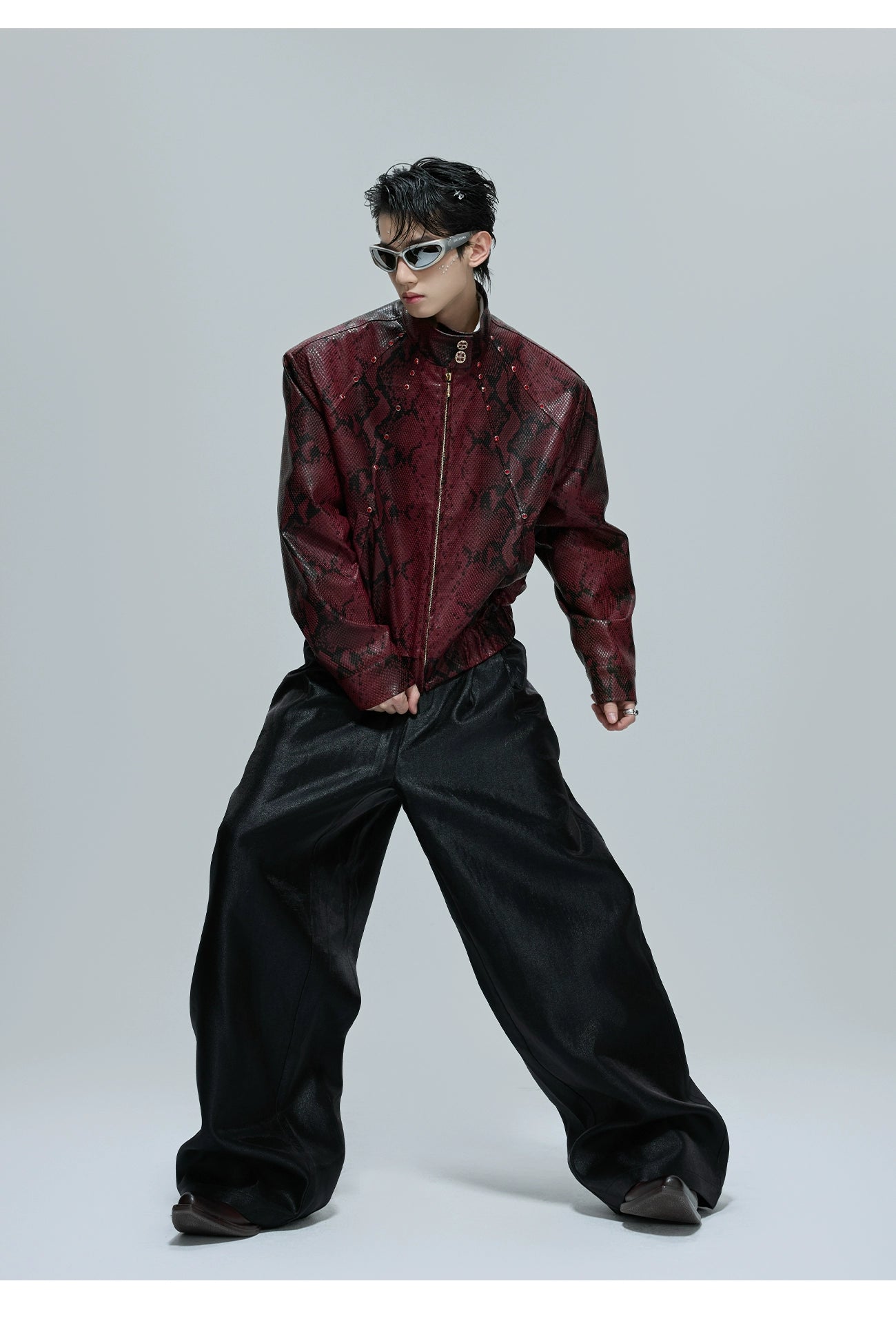 Python Textured Leather Fashion Jacket