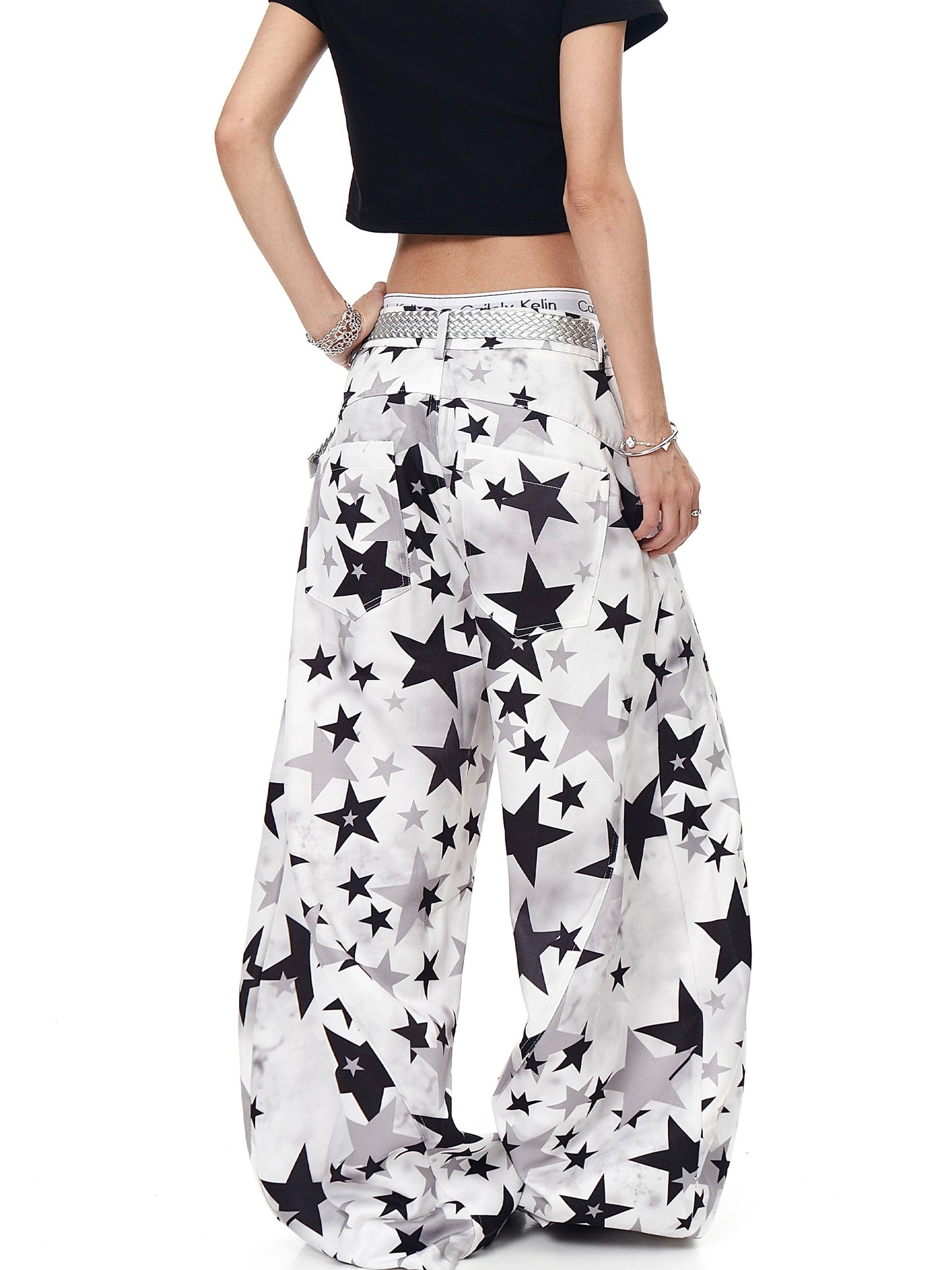 【25s Aug.】Star Print Tie-dye Loose Overalls