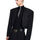 【25s Sep.】Short Rhinestone Collarless Jacket with Padded Shoulders / Trousers
