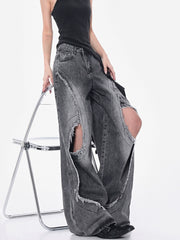 【25s Jul.】Frayed Ripped Oversized Wide-Leg Pants