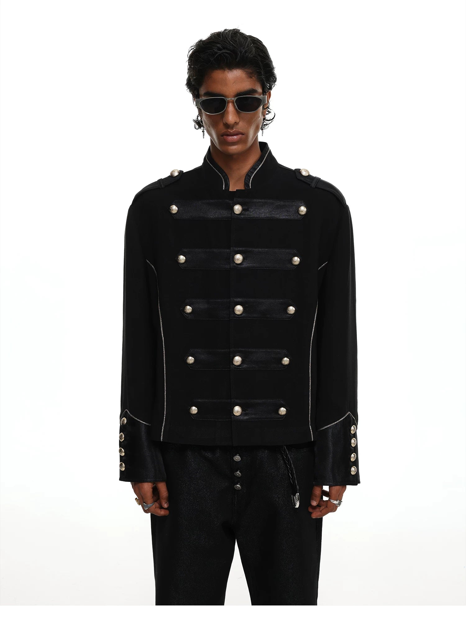 【26s May】Napoleonic Stand Collar Metal Button Lightweight Shirt Jacket