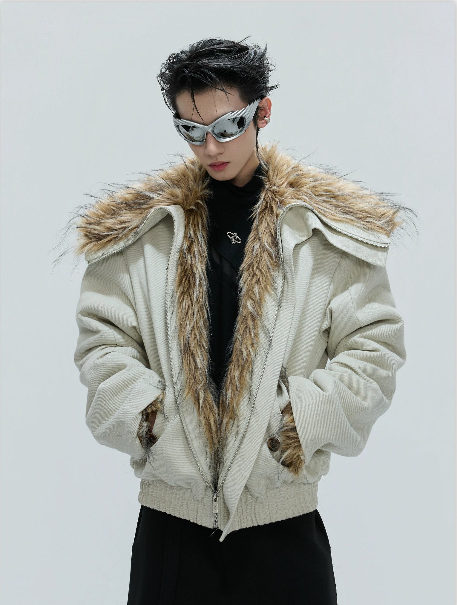 【25s Nov.】Washed Fur Collar Plush and Thickened Cotton Jacket