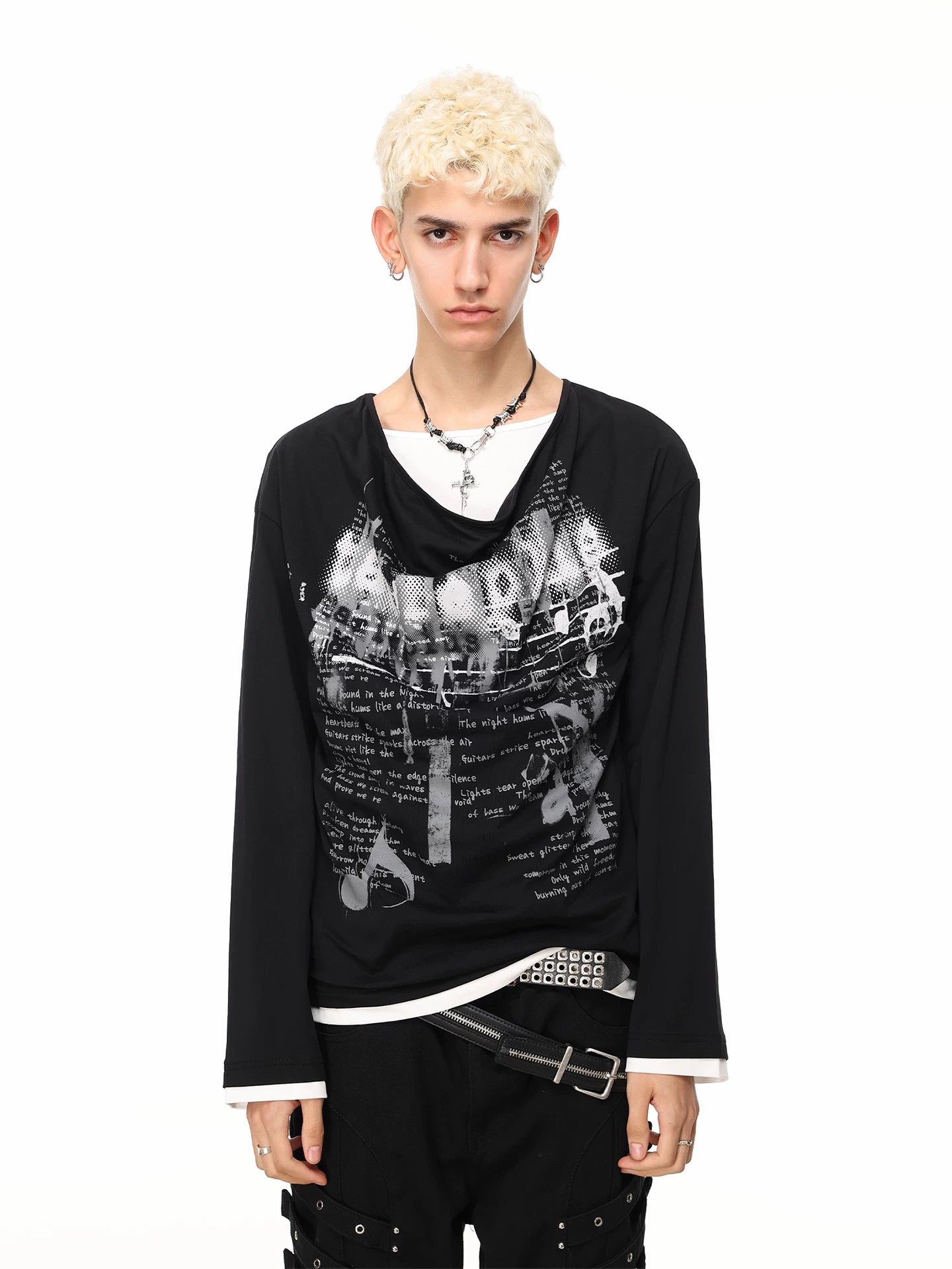 Music Note Layered Long Sleeve Tee