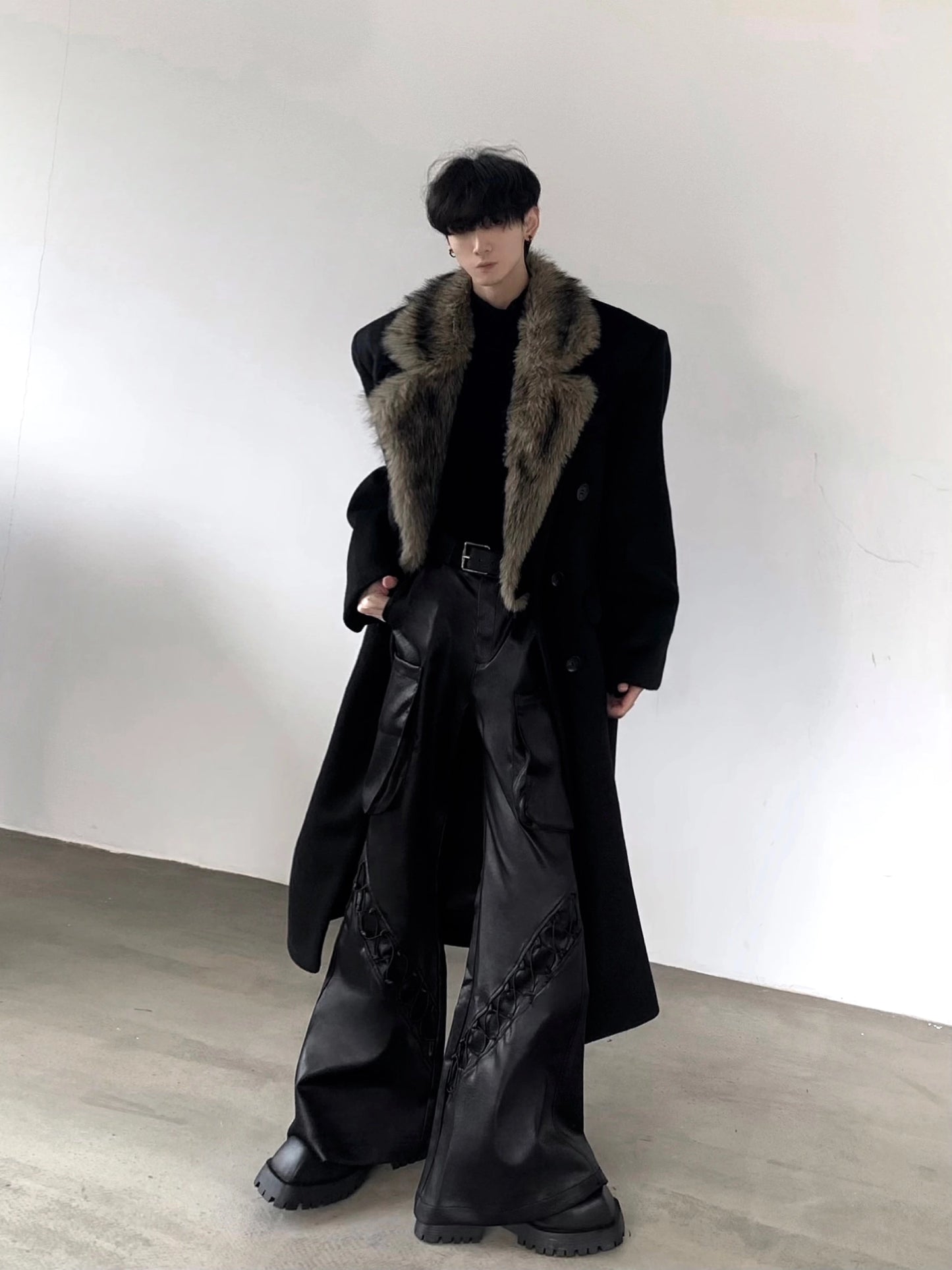【25s Nov.】Retro Wool Large Fur Collar Long Coat