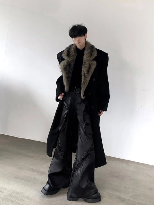【25s Nov.】Retro Wool Large Fur Collar Long Coat