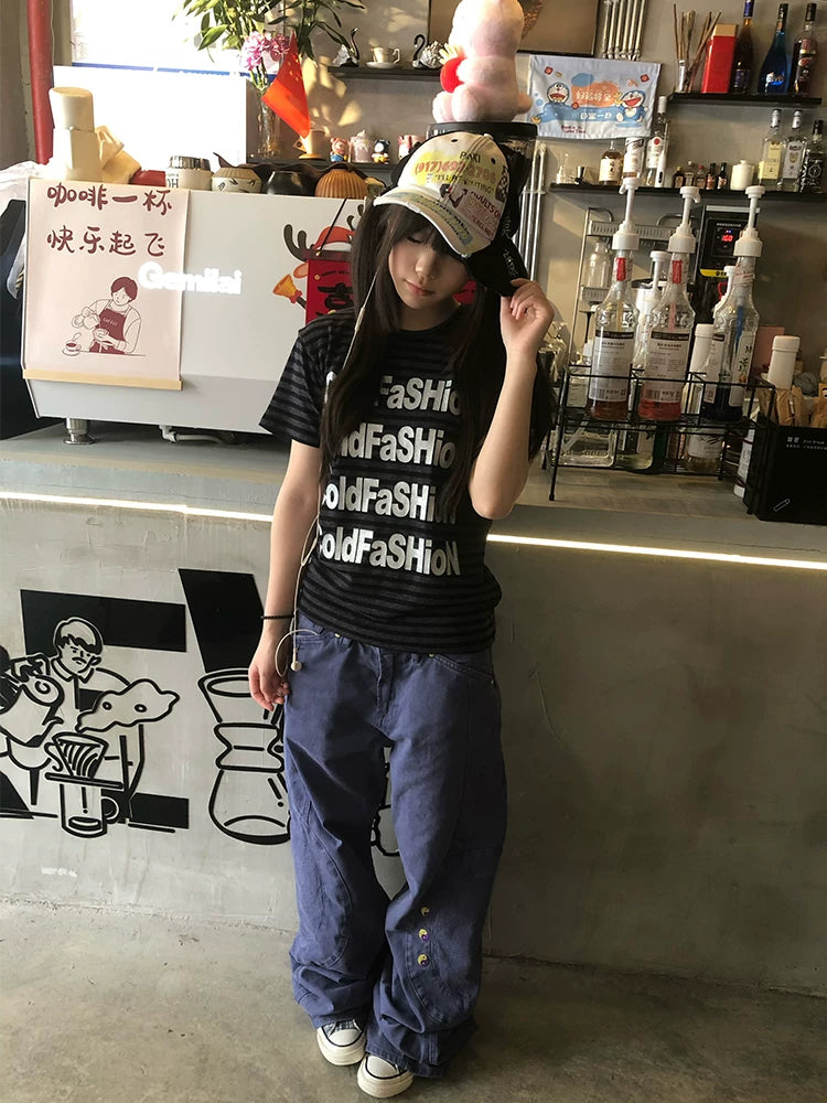 ColdFaSHioN Silver Graphic Stripe Tee