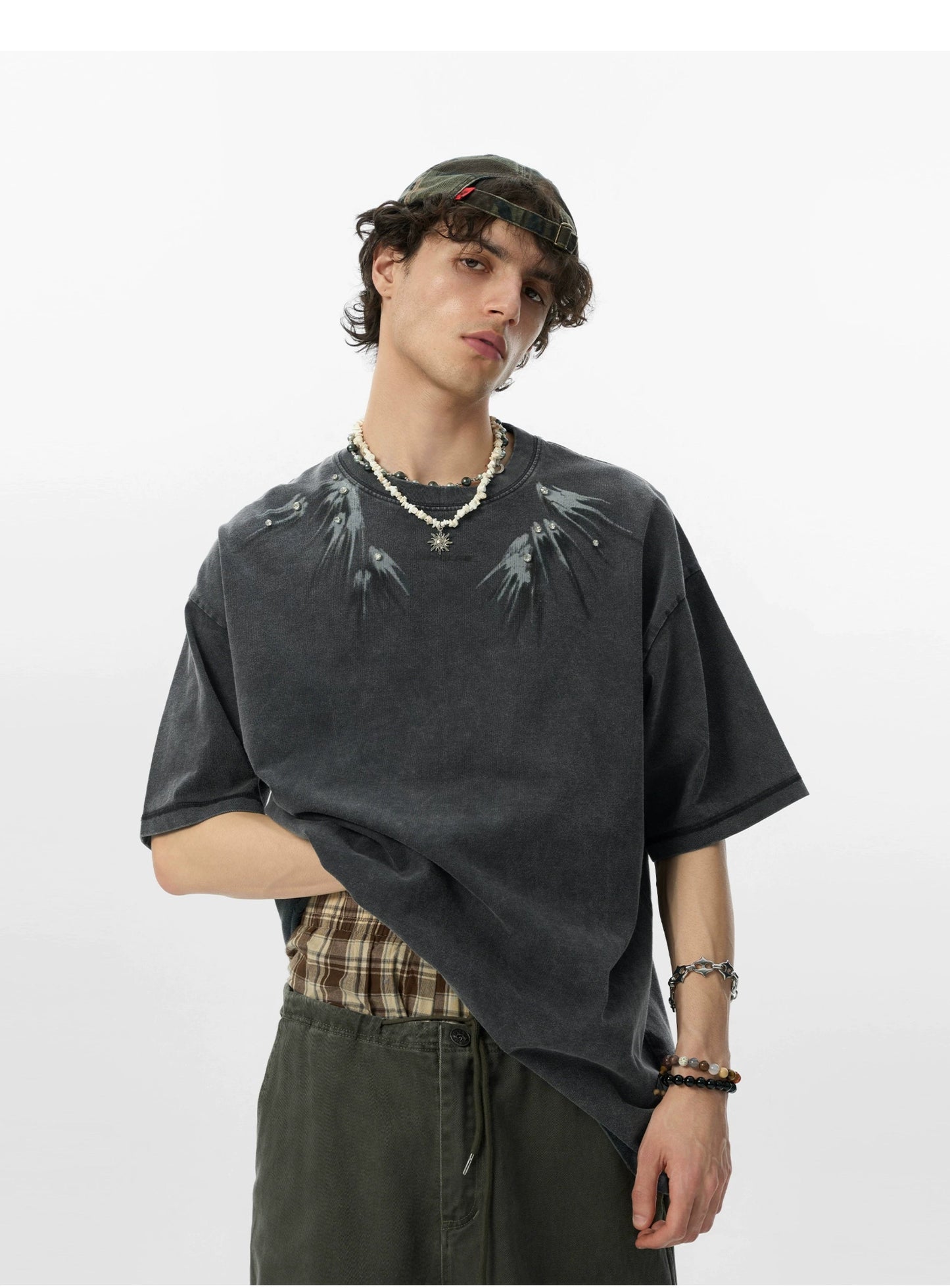 【25s Aug.】Vintage Printed Rhinestone Short Sleeve T-Shirt