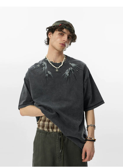 【25s Aug.】Vintage Printed Rhinestone Short Sleeve T-Shirt