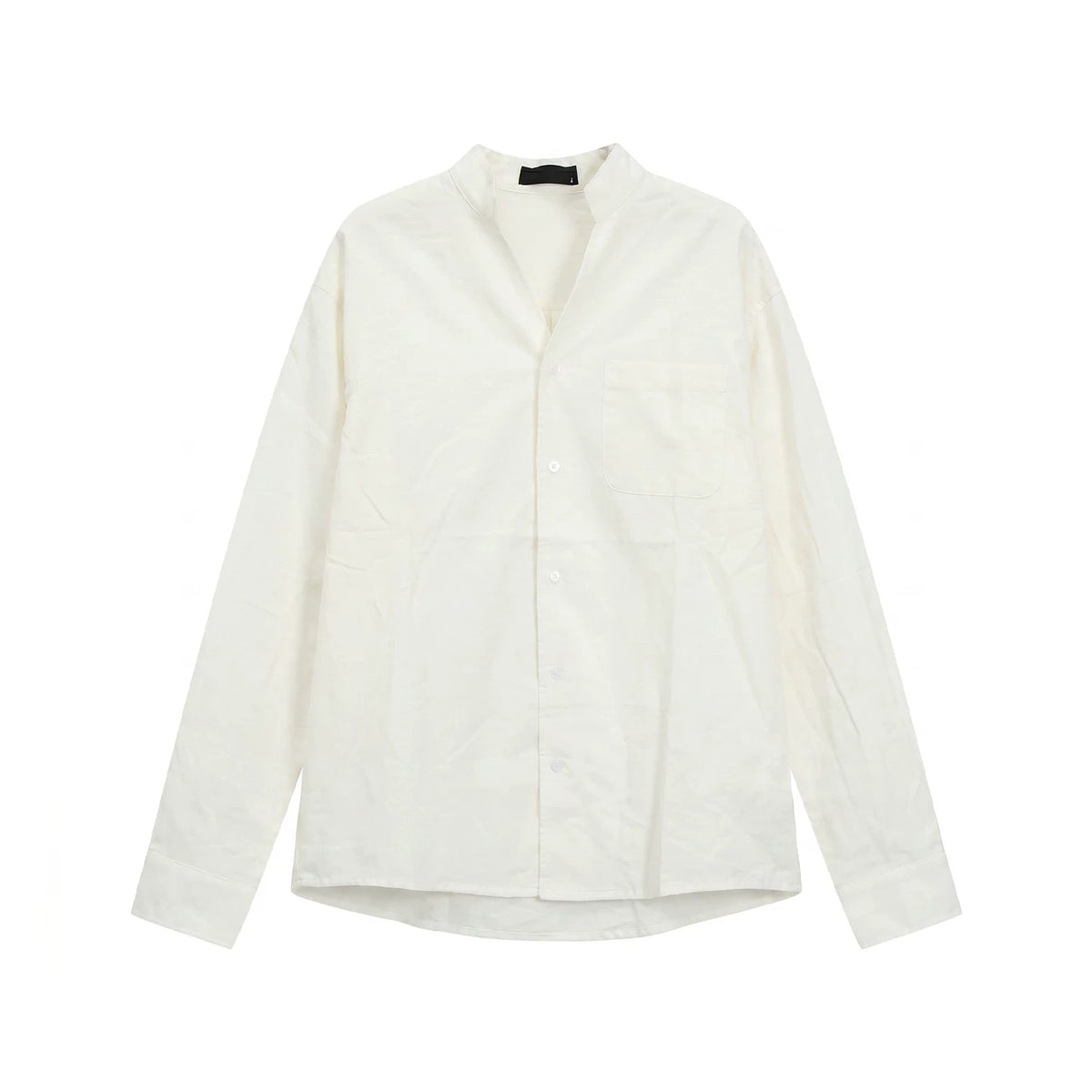 Stand Collar Linen-Texture Shirt