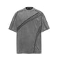 【25s Jul.】Cut-Out Spliced Washed Round Neck Short Sleeve T-Shirt